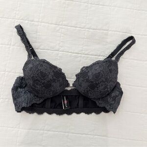 Cosabella 32A Dark Gray Push Up Underwire Lace Bra (Front Clip)